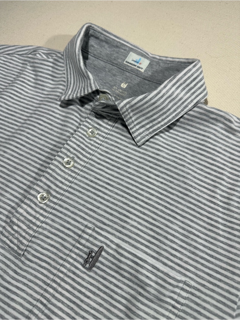 Johnnie-O Men’s Gray & White Striped Polo Shirt